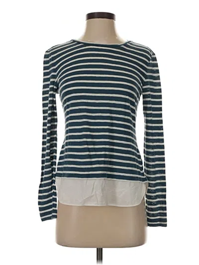 Pre-owned Tory Burch Long Sleeve Top Teal Boatneck Tops