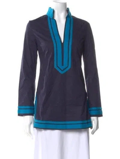 Pre-owned Tory Burch Long Sleeve Tunic In Blue