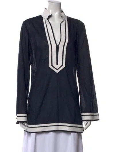Pre-owned Tory Burch Long Sleeve Tunic In Blue