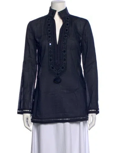 Pre-owned Tory Burch Long Sleeve Tunic In Blue