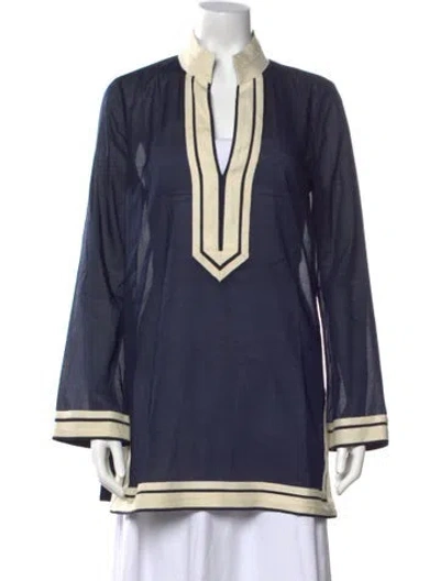Pre-owned Tory Burch Long Sleeve Tunic In Blue