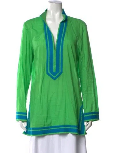 Pre-owned Tory Burch Long Sleeve Tunic In Green