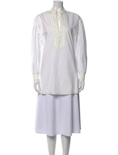 Pre-owned Tory Burch Long Sleeve Tunic In White
