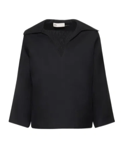 Tory Burch Long-sleeved Blouse In Black