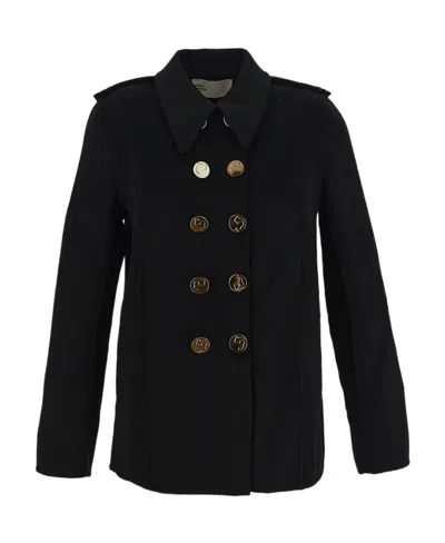 Tory Burch Long-sleeved Double-breasted Jacket In Black
