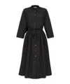 Tory Burch Cotton Chemisier Dress With Drawstring Waist In Black