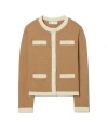 Tory Burch Kendra Wool Cardigan In Brown