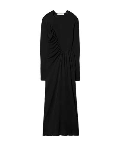 Tory Burch Ruched Midi Dress In Black