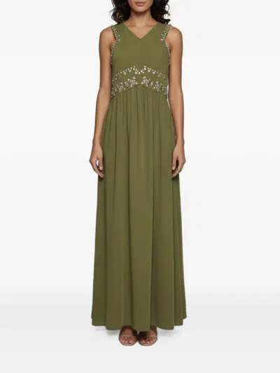 Pre-owned Tory Burch Louisa Long Sleeveless Gown In Green