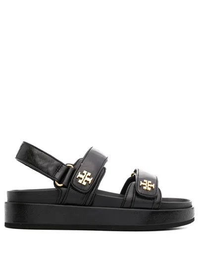 Tory Burch Low Heel Sandals With Embellished Closure In Black