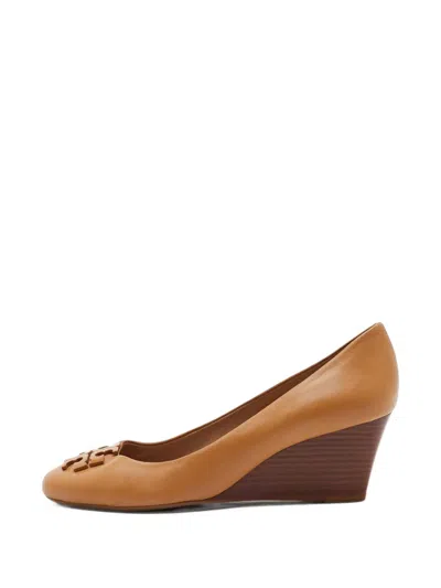 Pre-owned Tory Burch Lowell Wedged Pumps In Neutrals