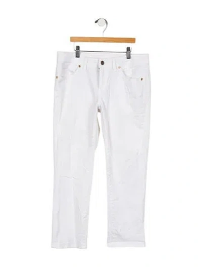 Pre-owned Tory Burch Low-rise Skinny Leg Jeans In White