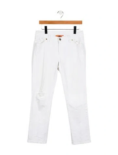 Pre-owned Tory Burch Low-rise Straight Leg Jeans In White