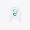 Tory Burch Lucky Duck Cotton Sweatshirt In White Glass Swan
