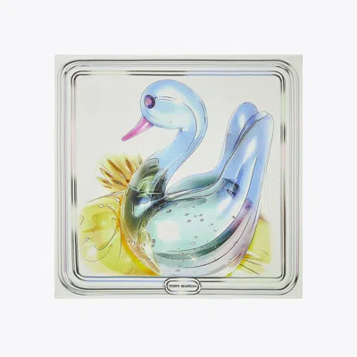 Tory Burch Lucky Duck Silk Scarf In Metallic