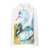 Tory Burch Lucky Duck Silk Shirt In Blue Lucky Duck