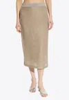 Tory Burch Lurex Mesh Midi Skirt In Neutral