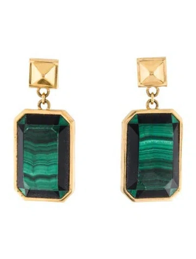 Pre-owned Tory Burch Malachite & Onyx Pietra Doro Earrings In Multi