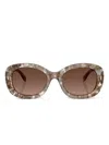 Tory Burch Marble-effect Oval-frame Sunglasses In Brown