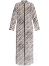 Tory Burch Grey Kaftan With Contrasting Trims And Eyelet Closure On The Front In Silk And Cotton Blend Woman In Grey