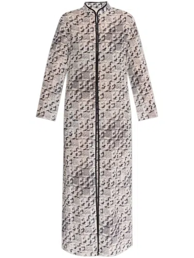 TORY BURCH TORY BURCH MARE AVORIO MAXI DRESS WITH FRONT ZIPPER