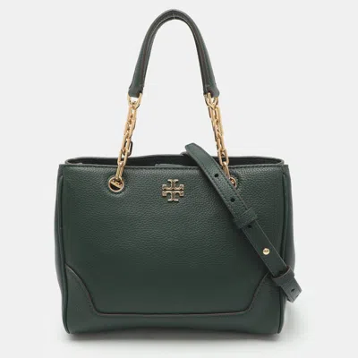 Pre-owned Tory Burch Marsden Small Green Leather Tote
