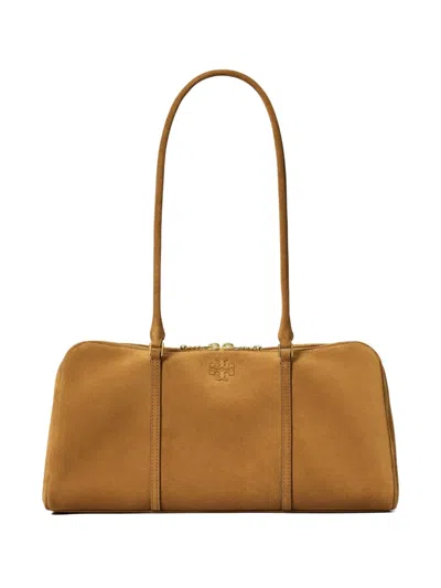 Tory Burch Marshmallow Suede Shoulder Bag In Brown