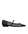 Tory Burch Suede-trimmed Mesh Mary Jane Flats In Black