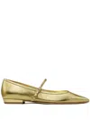 Tory Burch Metallic Textured-leather Mary Jane Point-toe Flats In Gold