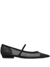 Tory Burch Suede-trimmed Mesh Mary Jane Flats In Schwarz