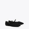 Tory Burch Suede Leather Mary Jane Ballerinas In Black