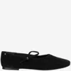 Tory Burch Suede Leather Mary Jane Ballerinas In Black