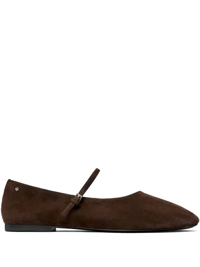Tory Burch Mary Jane Ballet Suede In Brown