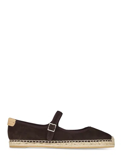 Tory Burch Mary Jane Espadrille Flat Shoes With Woven Sole In Black