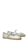 Tory Burch Mary Jane Espadrilles In Silver / Gray / Naturale