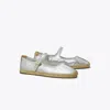 Tory Burch Mary Jane Espadrille In Silver