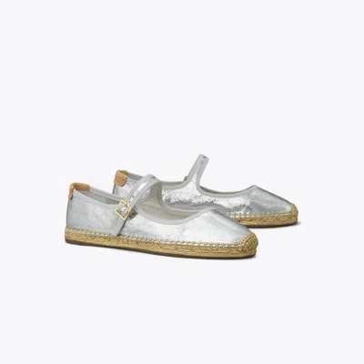 Tory Burch Mary Jane Espadrille In Silver