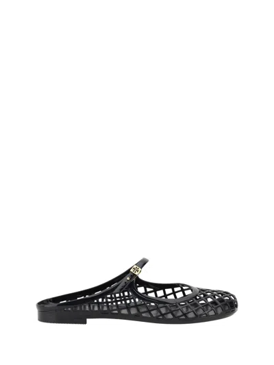 Tory Burch Mary Jane Jelly Mellow Mules In Prf Blk Gold