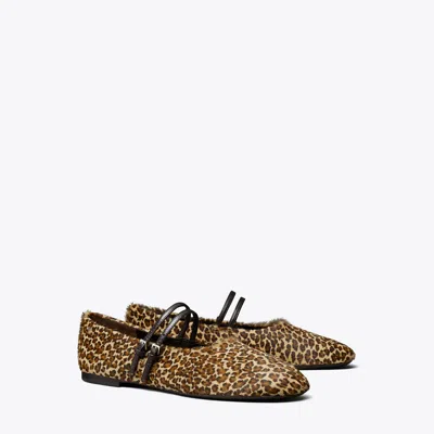 Tory Burch Mary Jane Two-band Ballet In Animal Print