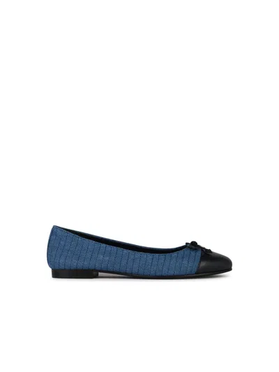 TORY BURCH MATELASSÉ BALLET FLATS IN BLUE DENIM BLEND