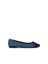 Tory Burch Matelassé Ballet Flats In Blue Denim Blend In Dark Denim / New Navy
