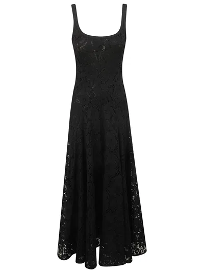 Tory Burch Maxi Dress With Fitted Bodice In Black