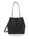 Tory Burch Black Bucket Bag With Tonal Logo In Leather Woman In Black