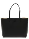 Tory Burch 'mcgraw' Black Tote Bag Wit Double T Detail In Black