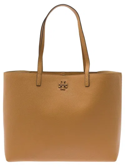Tory Burch 'mcgraw' Brown Tote Bag Wit Double T Detail