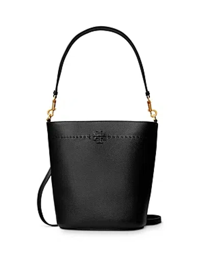 Tory Burch Mcgraw Bucket Bag In Black/brass