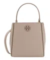 Tory Burch Mcgraw Small Leather Bucket Bag In Grey