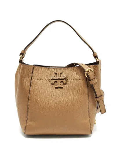 Pre-owned Tory Burch Mcgraw Bucket Bag In Neutral