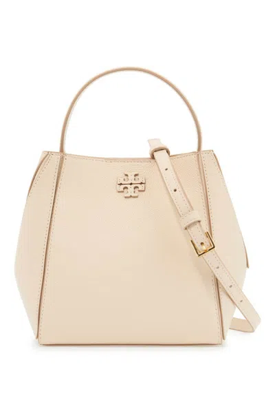 Tory Burch Mcgraw Leather Bucket Bag In Neutro