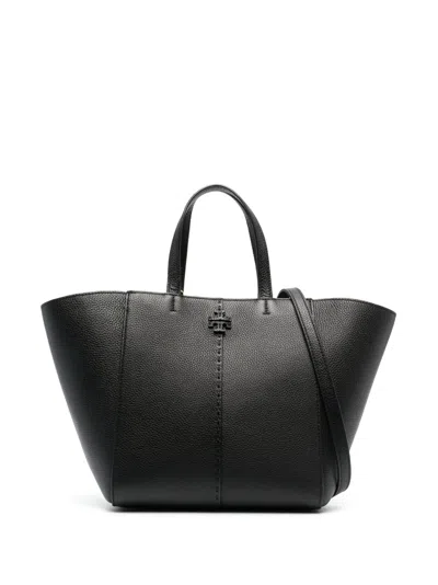 Tory Burch Mcgraw Leather Tote Bag In Black